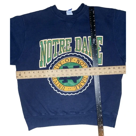 VINTAGE Notre Dame Champion Crew Neck Mens XL Navy Blue Classic College Popover - Picture 8 of 10
